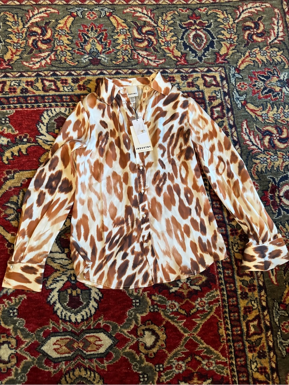 Industry Tan & Brown Leopard Print Button-Down Shirt